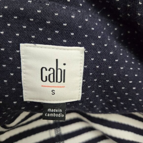 Cabi Harbor Jacket Small Stripes Knit navy White Button-Front Drawstring Waist - Picture 6 of 16